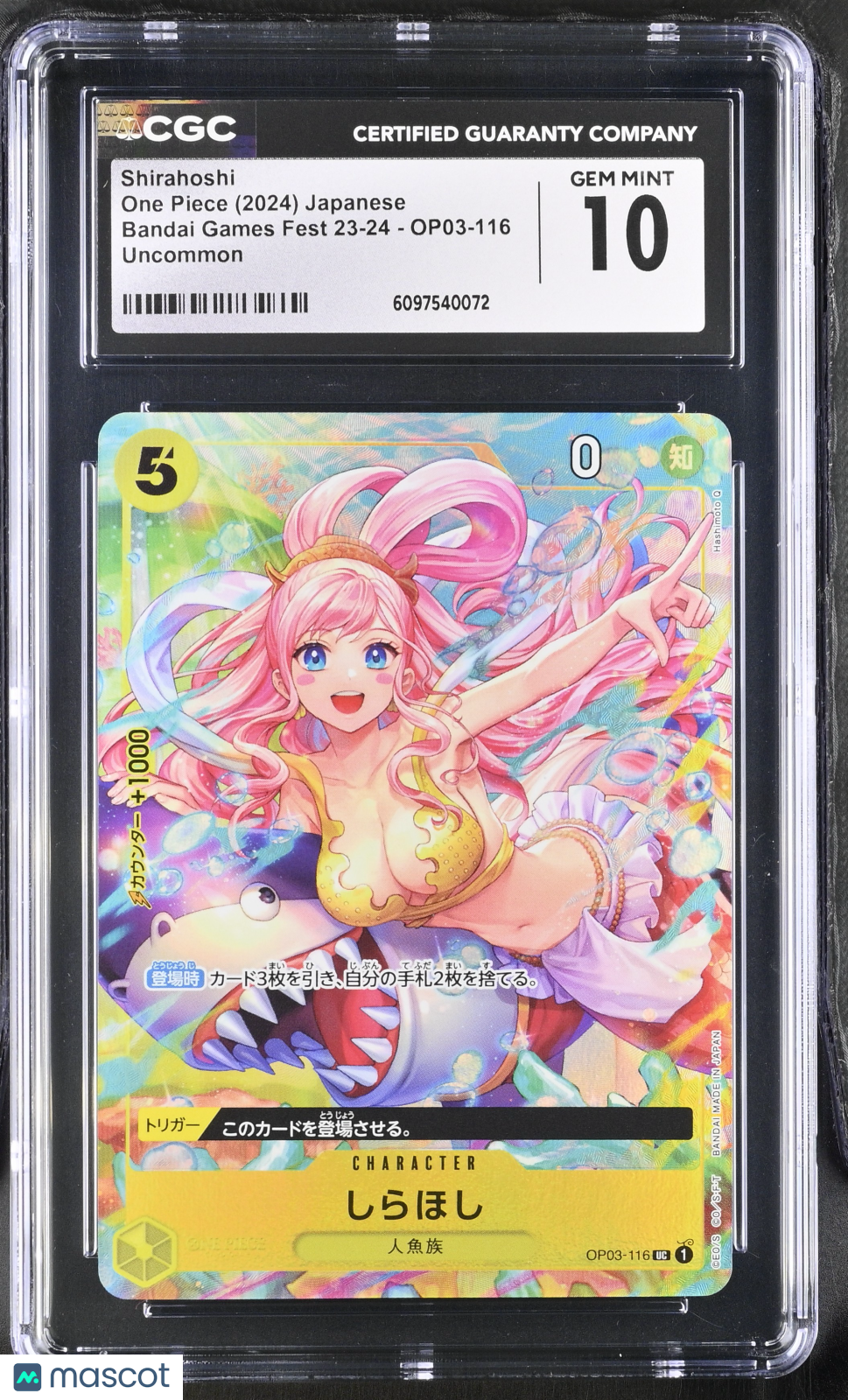 2024 One Piece Bandai Games Fest 23-24 Shirahoshi Japanese CGC 10 #OP03-116