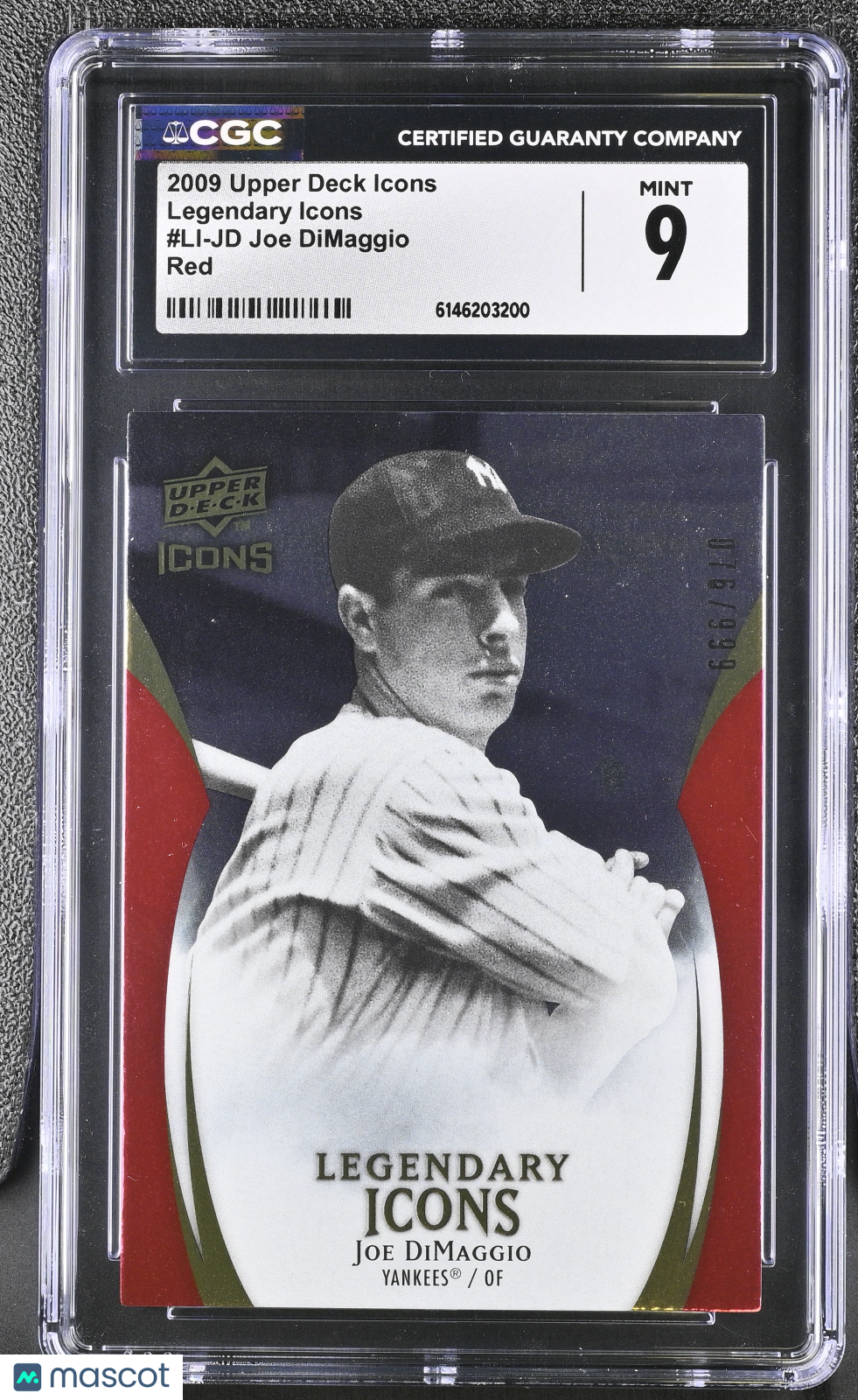 2009 Upper Deck Icons Joe DiMaggio Red /999 Legendary #LI-JD CGC 9 Yankees