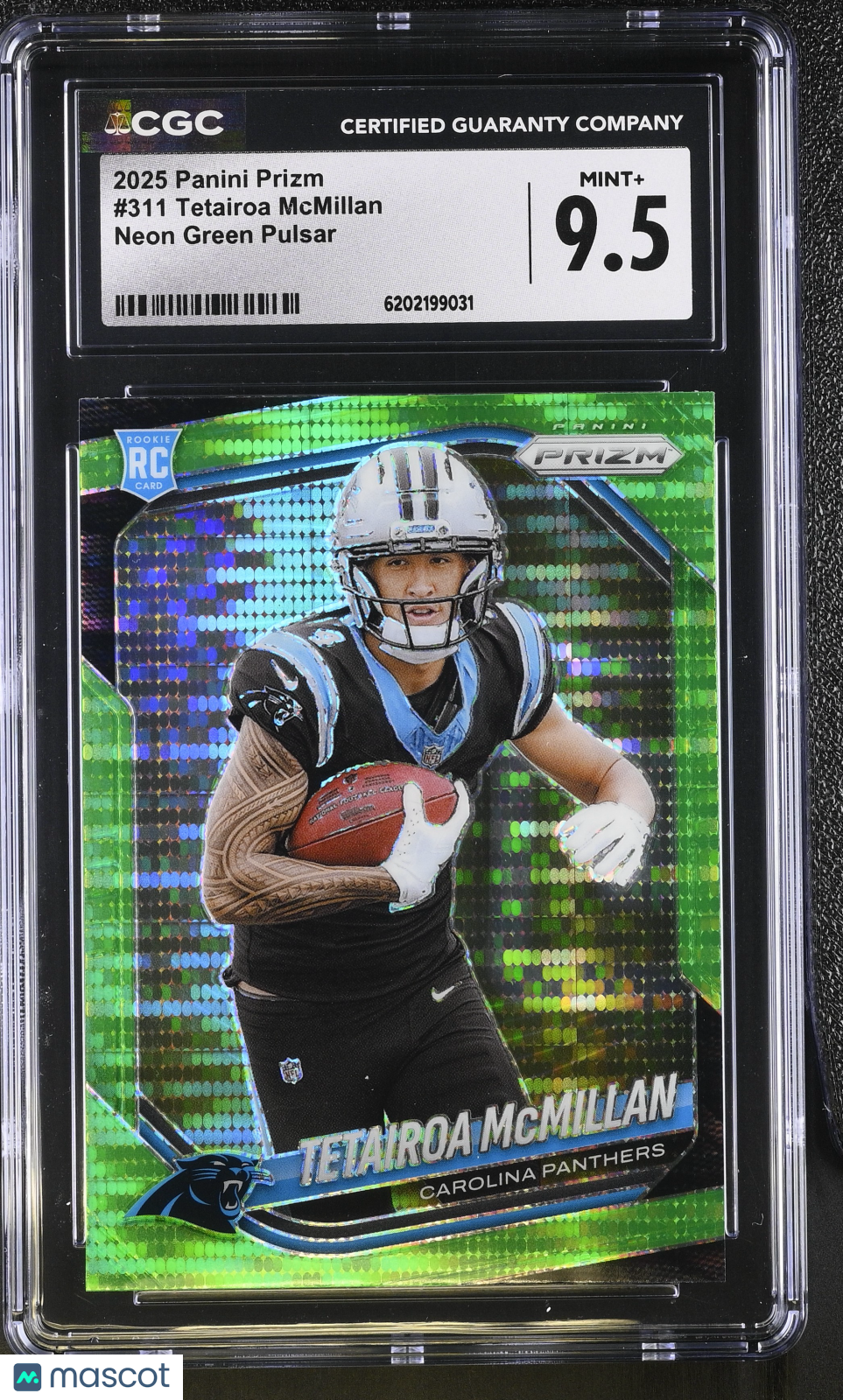 2025 Prizm Tetairoa McMillan Neon Green Pulsar Rookie #311 CGC 9.5 Panthers