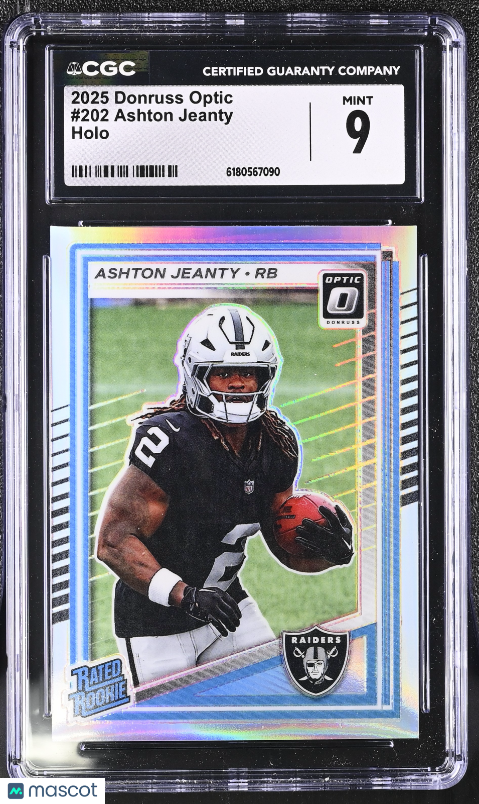 2025 Donruss Optic Ashton Jeanty Holo Rookie #202 CGC 9 Las Vegas Raiders