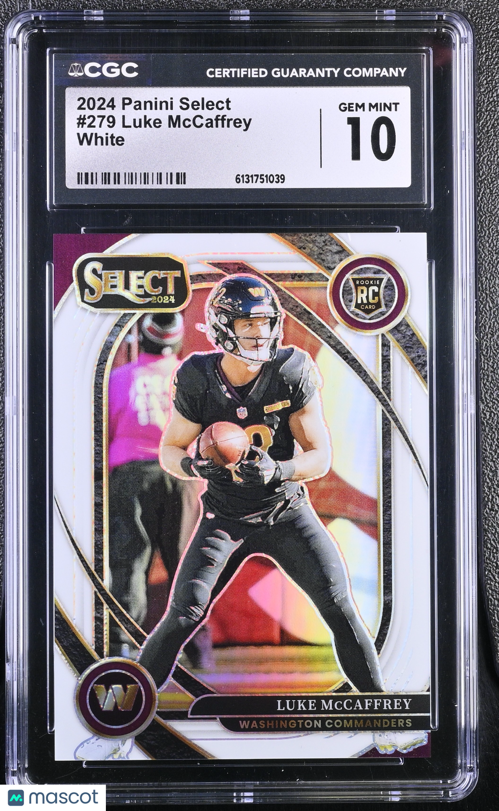 2024 Panini Select Luke McCaffrey White /35 Rookie #279 CGC 10 Commanders