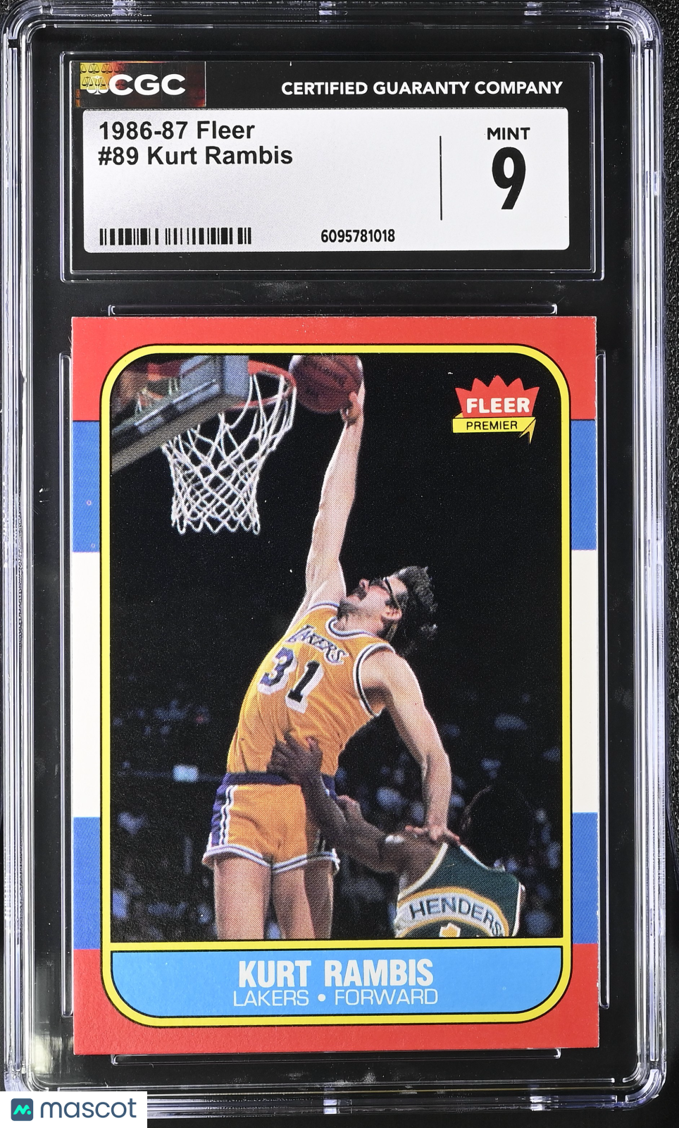1986-87 Fleer Kurt Rambis #89 CGC 9 Los Angeles Lakers