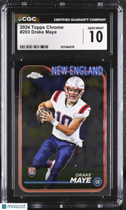 2024 Topps Chrome Drake Maye Rookie #203 CGC 10 New England Patriots