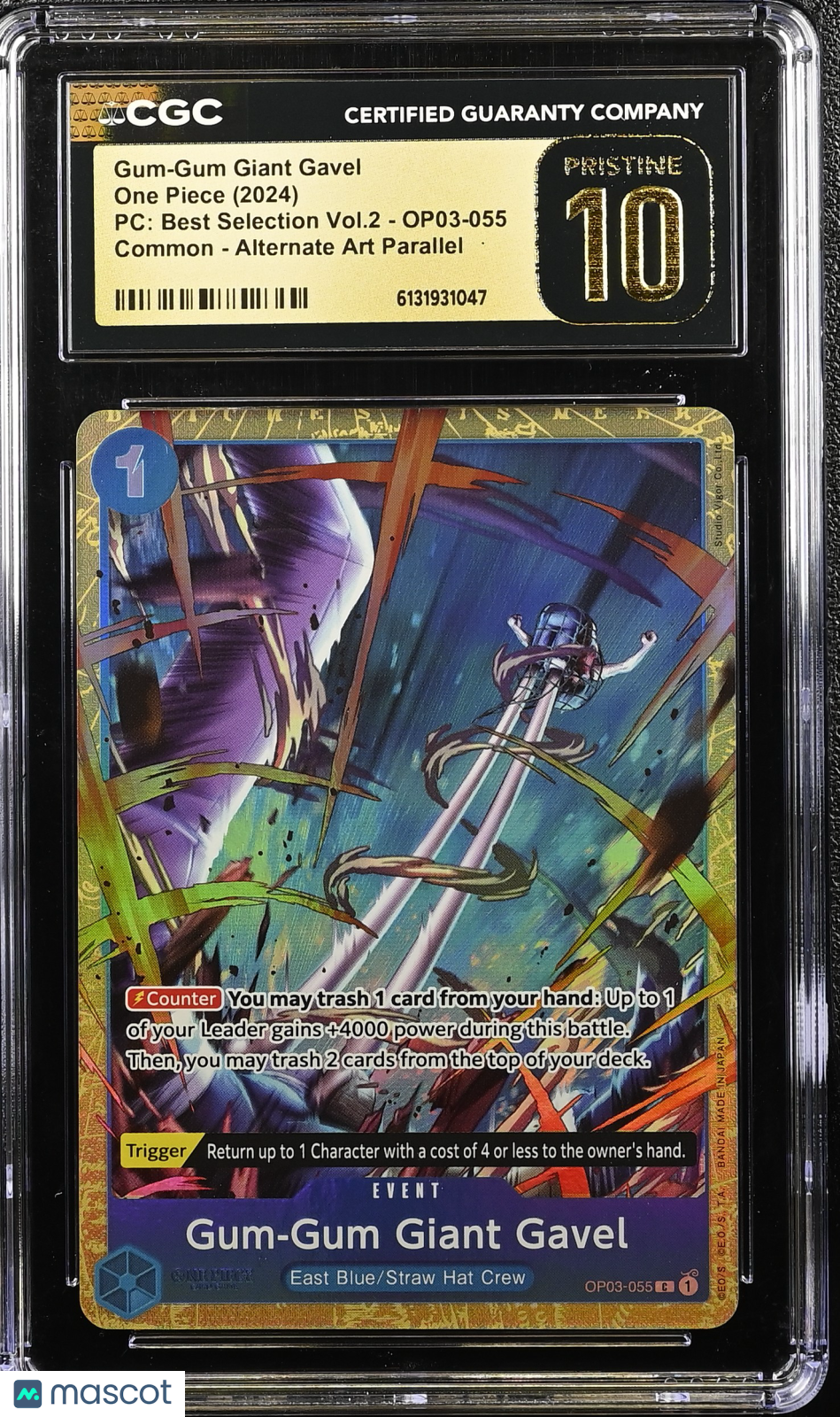 One Piece PC Gum-Gum Giant Gavel Alternate Art CGC 10 #OP03-055 Pristine