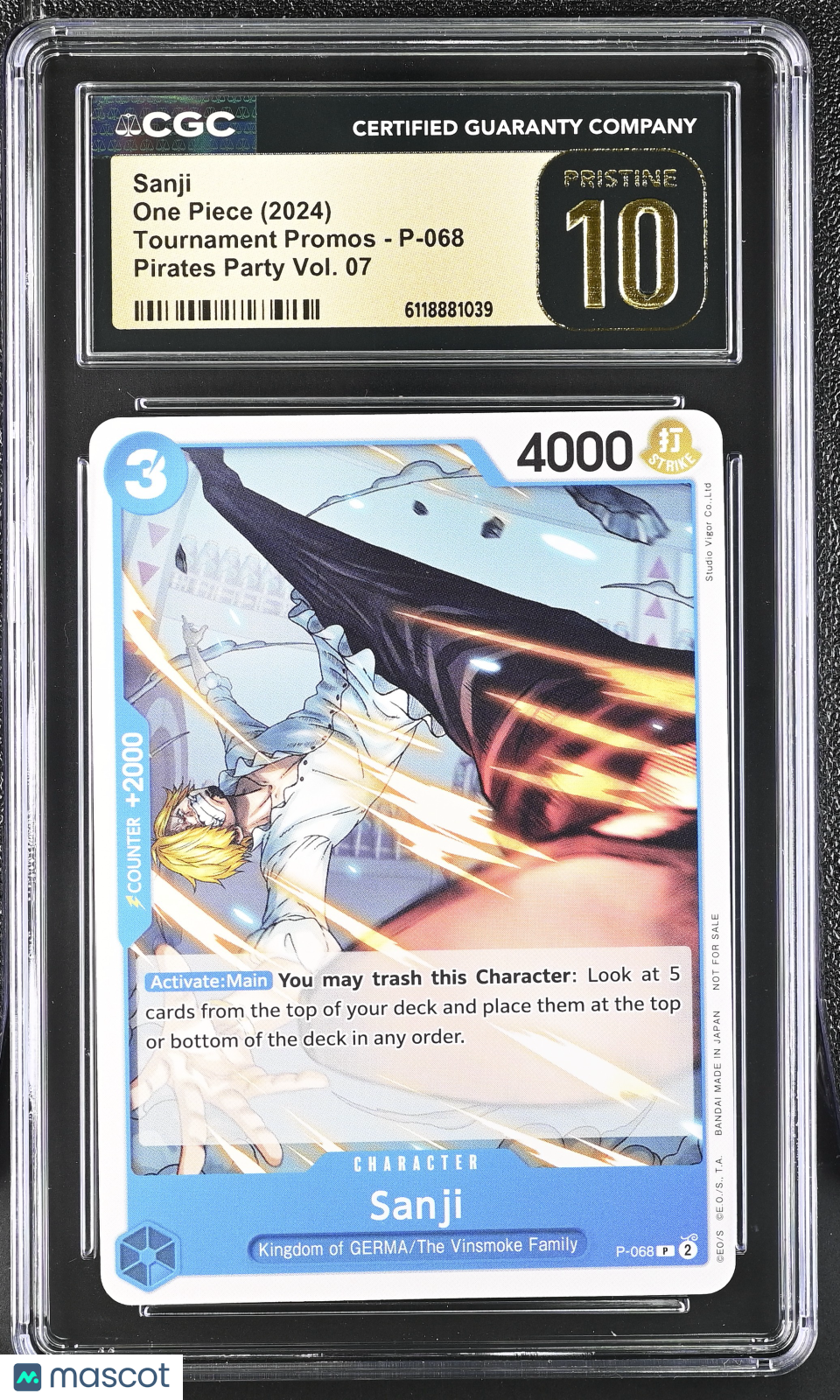 One Piece Tournament Promos Sanji Pirates Party Vol.7 CGC 10 #P-068 Pristine