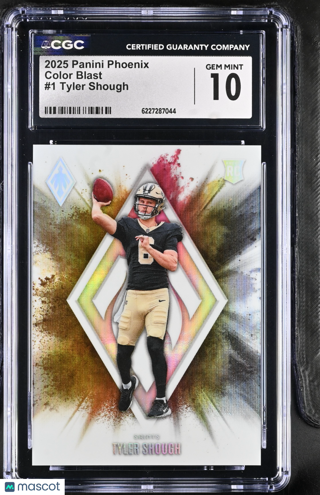 2025 Panini Phoenix Tyler Shough Rookie Color Blast #1 CGC 10 New Orleans Saints