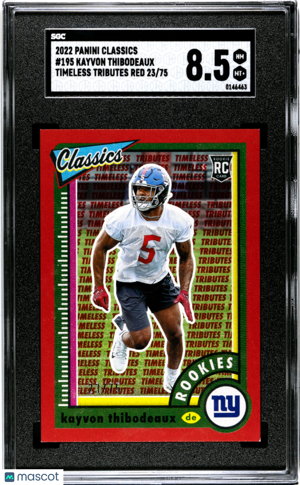 2022 Classics Kayvon Thibodeaux Timeless Tributes Red /75 Rookie SGC 8.5 Giants