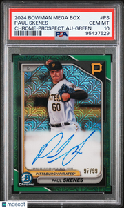 2024 Bowman Paul Skenes Mega Box Chrome Auto Green Refractor /99 PSA 10 Pirates