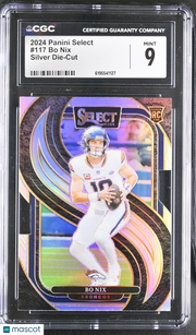 2024 Panini Select Bo Nix Silver Die-Cut Rookie #117 CGC 9 Denver Broncos