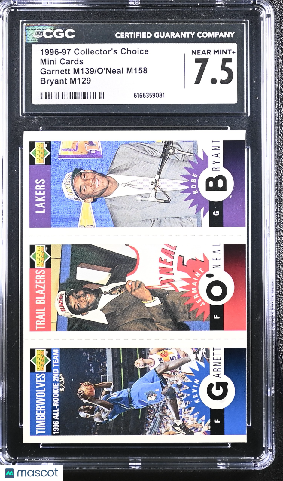 1996-97 Collector's Choice Garnett O'Neal Kobe Bryant M129 Rookie Mini CGC 7.5