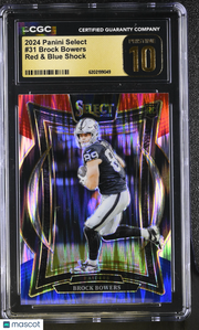 2024 Panini Select Brock Bowers Red Blue Shock Rookie 31 CGC 10 Pristine Raiders