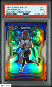 2020 Panini Prizm Joe Burrow Red White Blue Rookie #307 PSA 9 Cincinnati Bengals