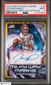 2024 Topps Cosmic Chrome Milky Way Jayden Daniels Gold Auto /50 Rookie #JD PSA 9