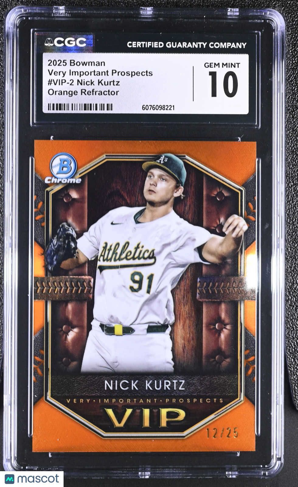 2025 Bowman Nick Kurtz Orange /25 Rookie Very Important Prospects #VIP-2 CGC 10