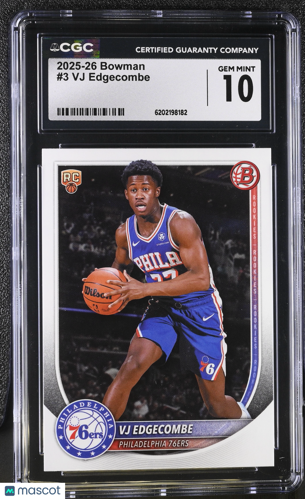 2025-26 Bowman VJ Edgecombe #3 CGC 10 Philadelphia 76ers