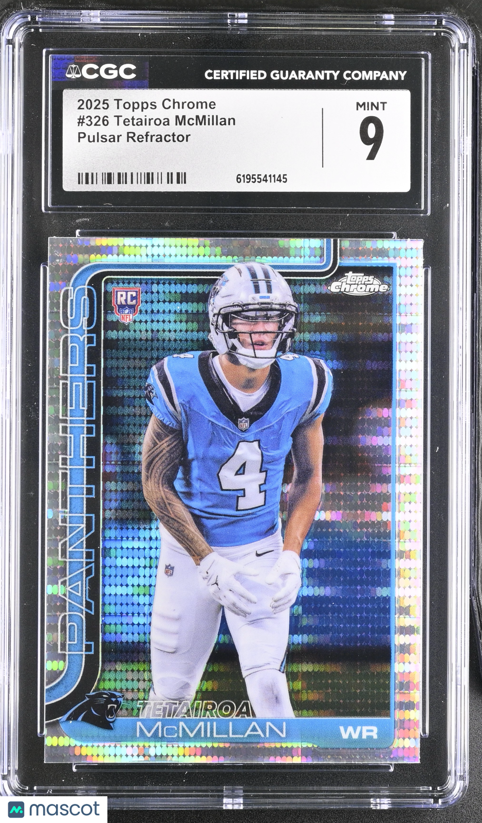 2025 Topps Chrome Tetairoa McMillan Pulsar Refractor Rookie #326 CGC 9 Panthers