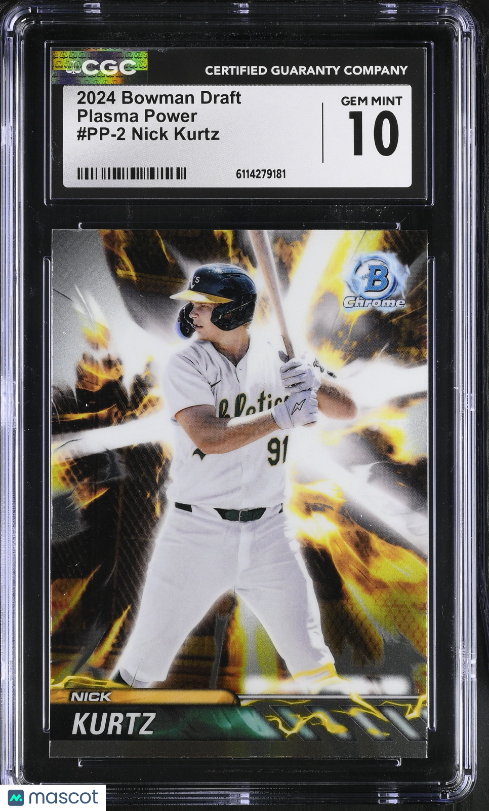 2024 Bowman Draft Nick Kurtz Rookie Plasma Power #PP-2 CGC 10 Oakland Athletics