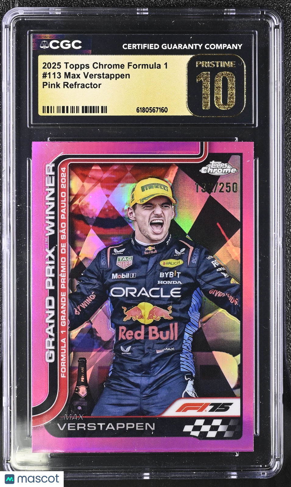 2025 Topps Chrome Formula 1 Max Verstappen Pink /250 #113 CGC 10 Pristine