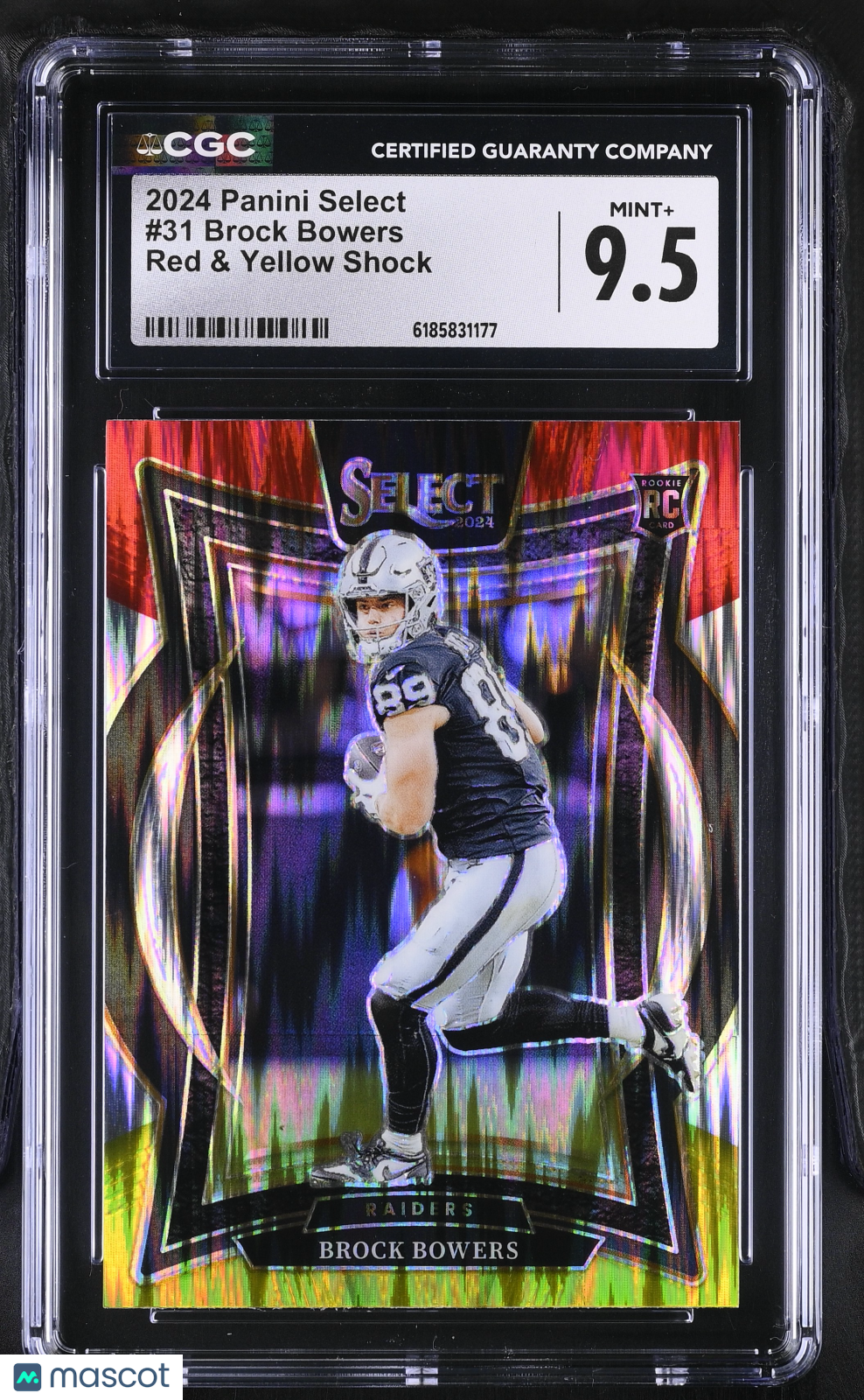 2024 Panini Select Brock Bowers Red & Yellow Shock Rookie #31 CGC 9.5 Raiders
