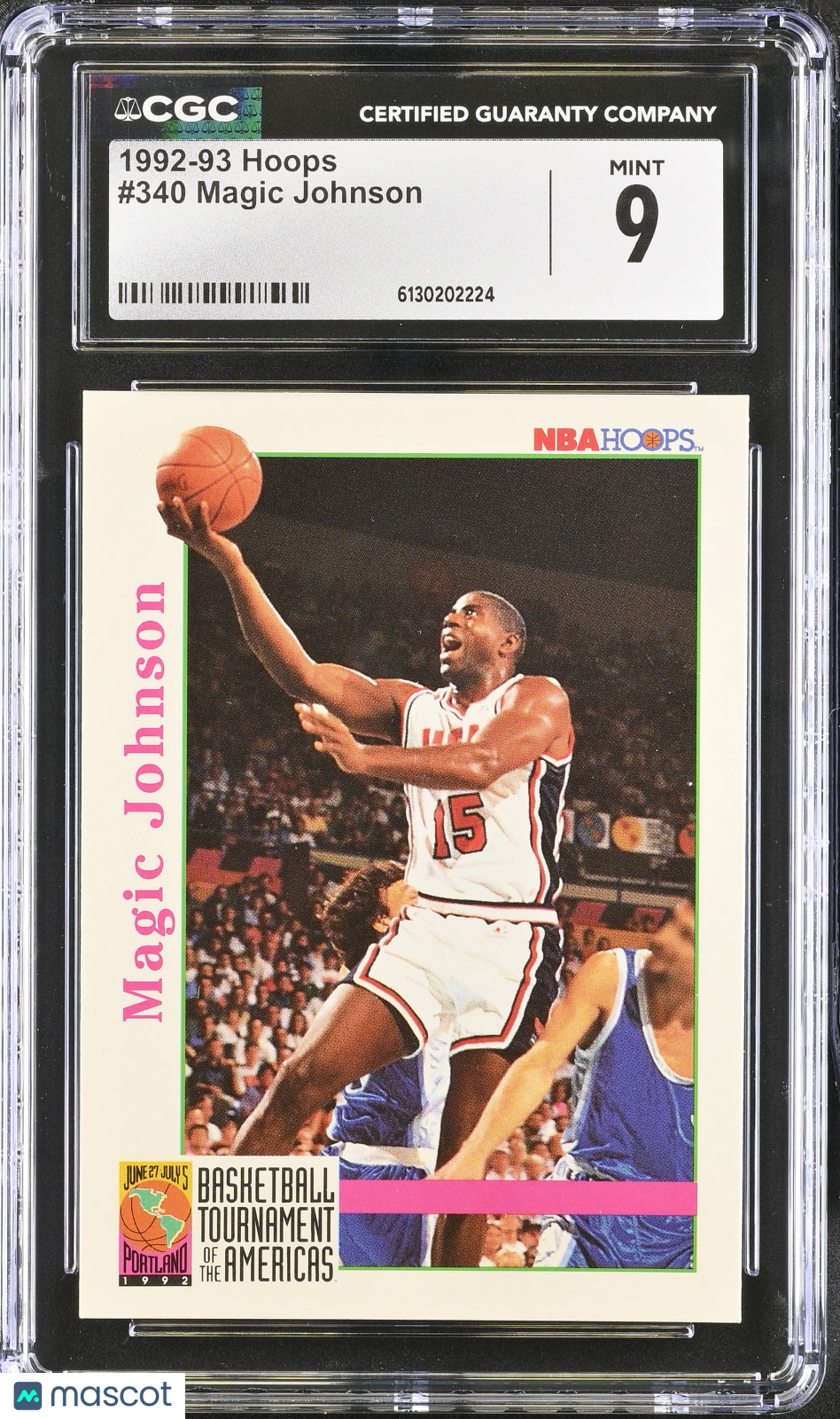 1992-93 Hoops Magic Johnson #340 CGC 9 Los Angeles Lakers