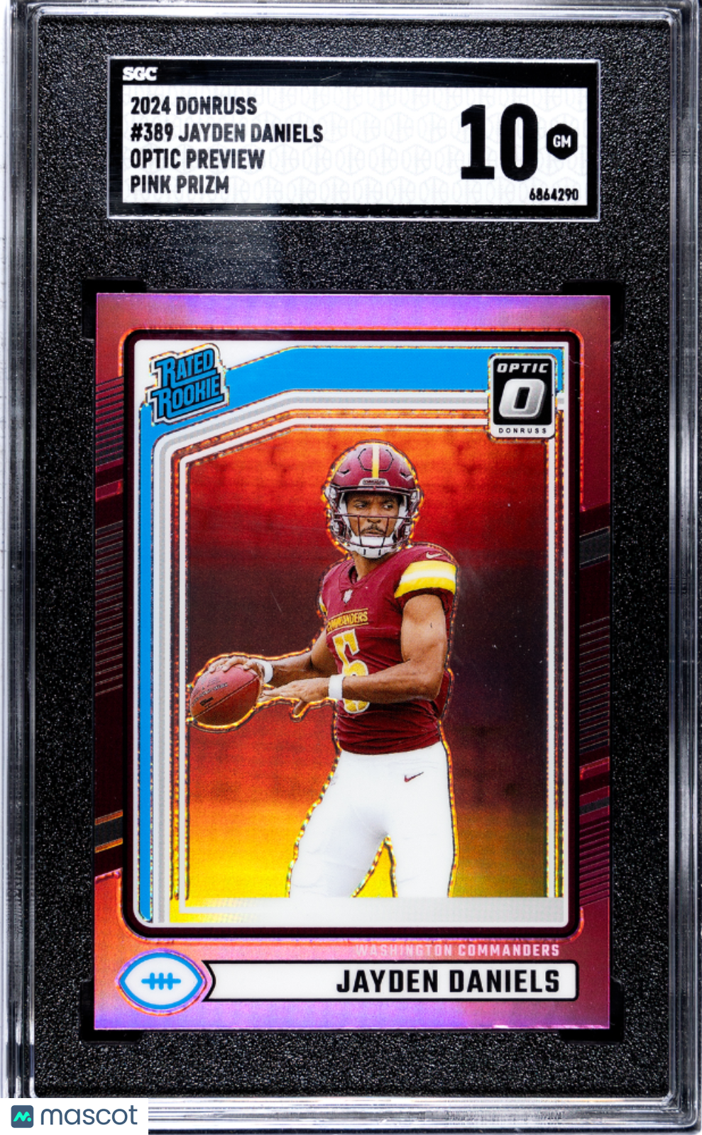 2024 Donruss Jayden Daniels Optic Preview Pink Rookie #389 SGC 10 Commanders