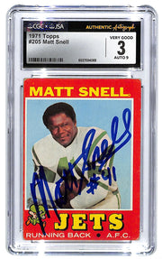 1971 Matt Snell Topps #205 Autographed CGC - JSA (VG) 3 Auto 9