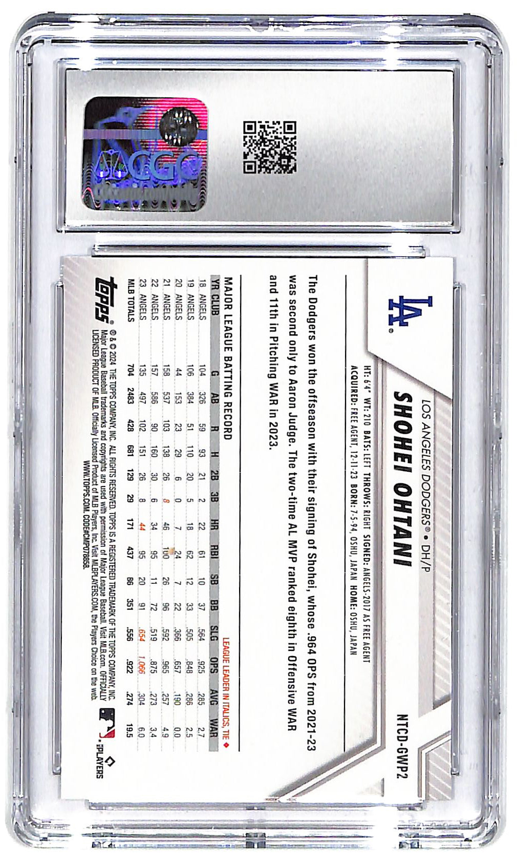 2024 Shohei Ohtani Topps National #NTCD-GWP2 CGC Gem Mint 10