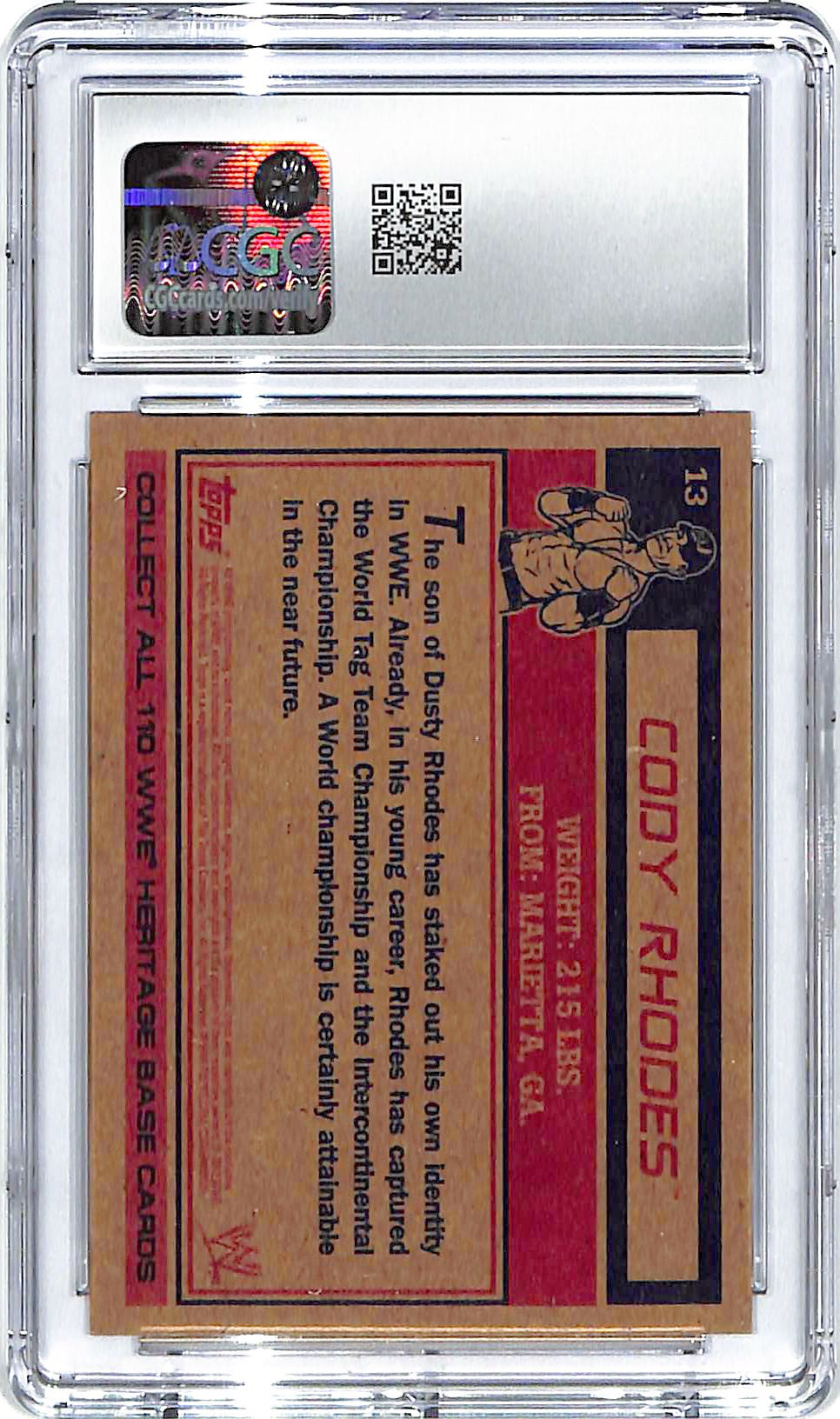 2012 Cody Rhodes Topps Heritage WWE #13 CGC Gem Mint 10