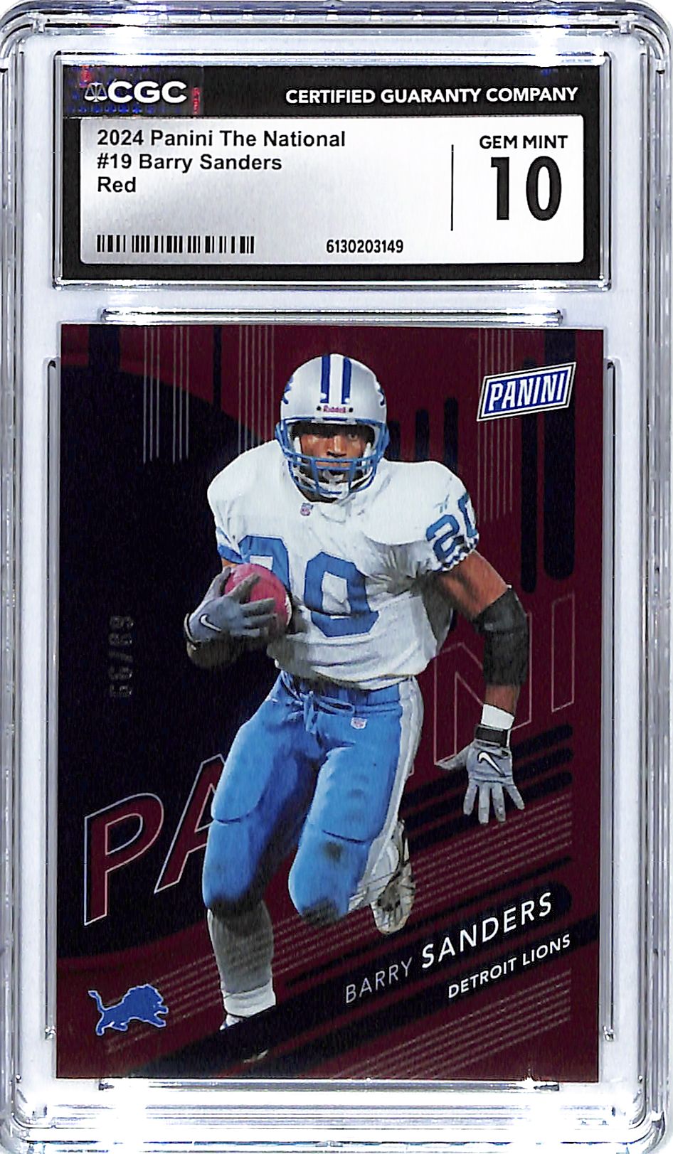 2024 Barry Sanders Panini The National Red #68/99 #19 CGC Gem Mint 10