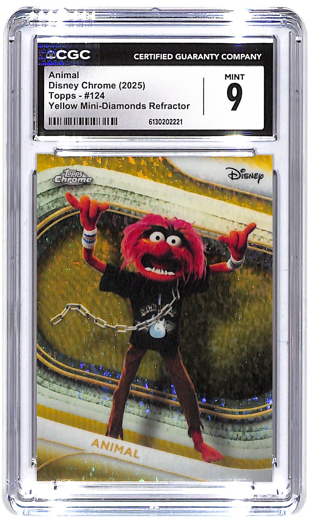 2025 Animal Topps Disney Chrome Yellow Mini-Diamonds #124 CGC Mint 9