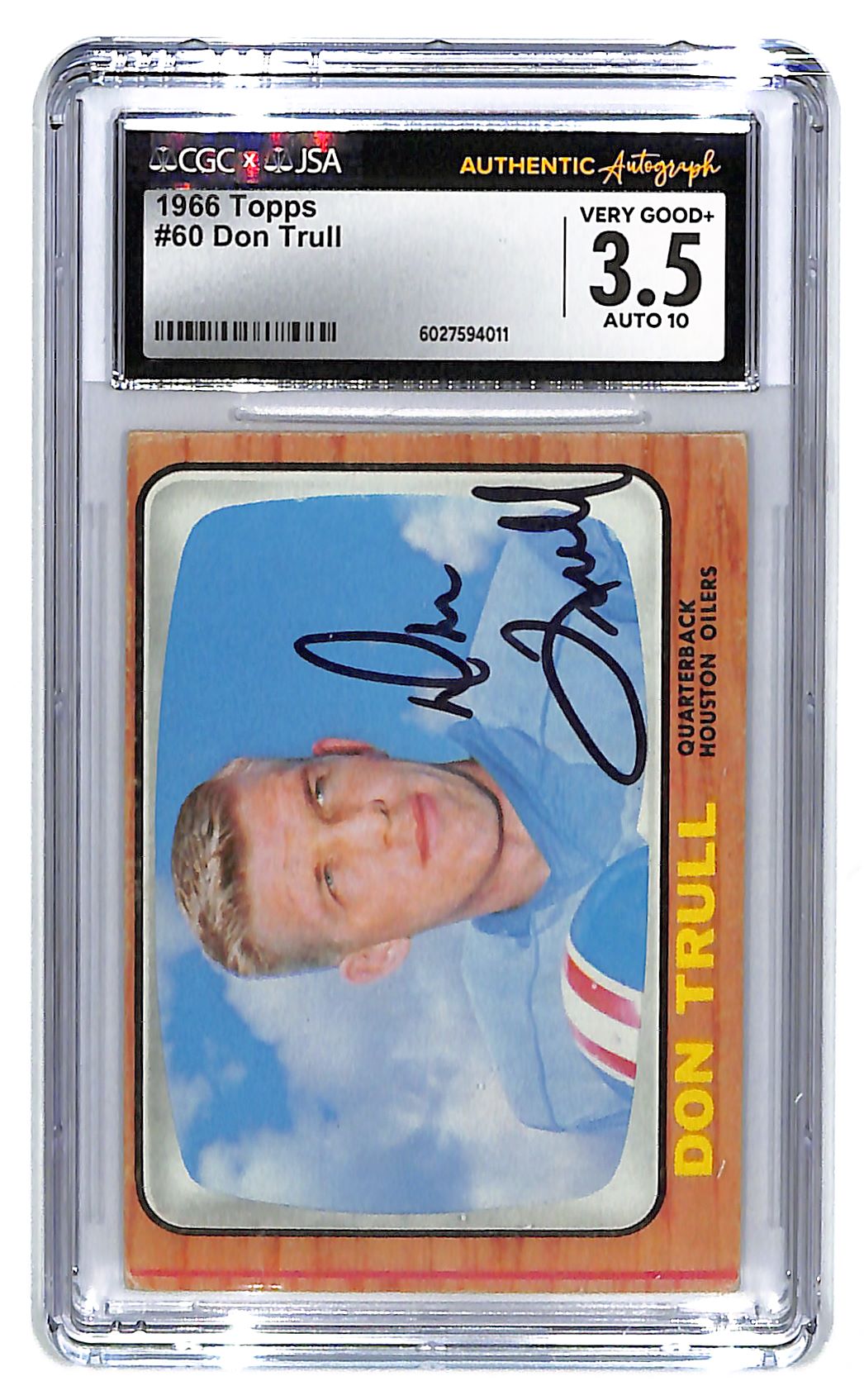 1966 Don Trull Topps #60 Autograph CGC 3.5 JSA Auto 10