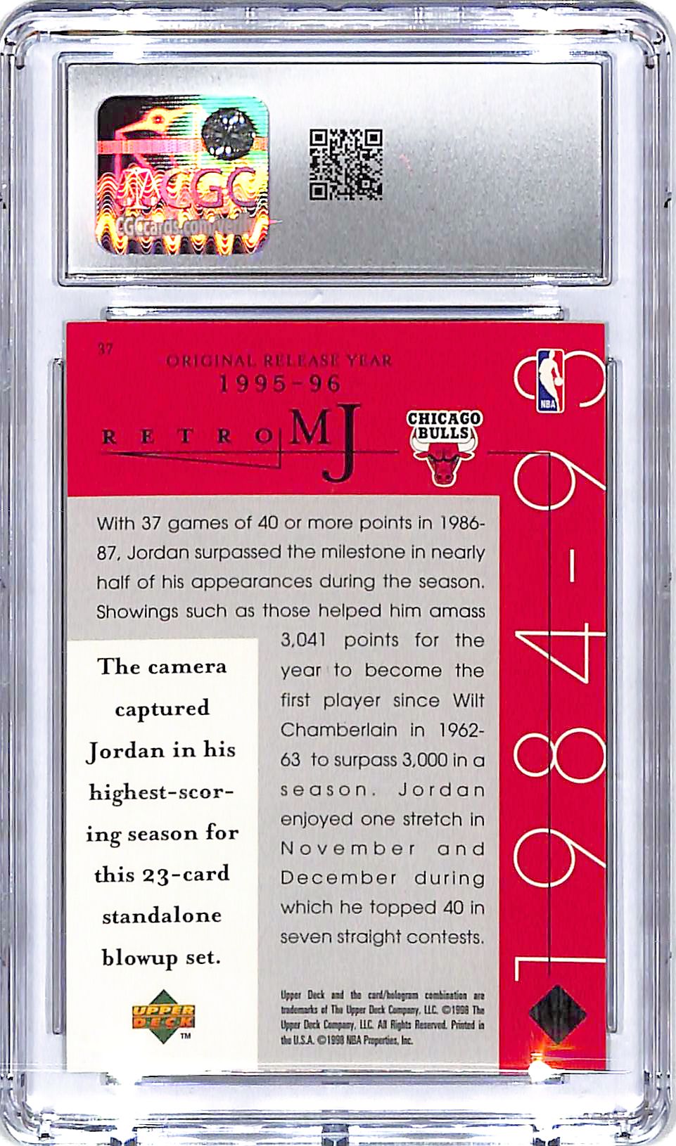 1998 Upper Deck MJ Career Collection Michael Jordan #37 CGC 9.5 Bulls