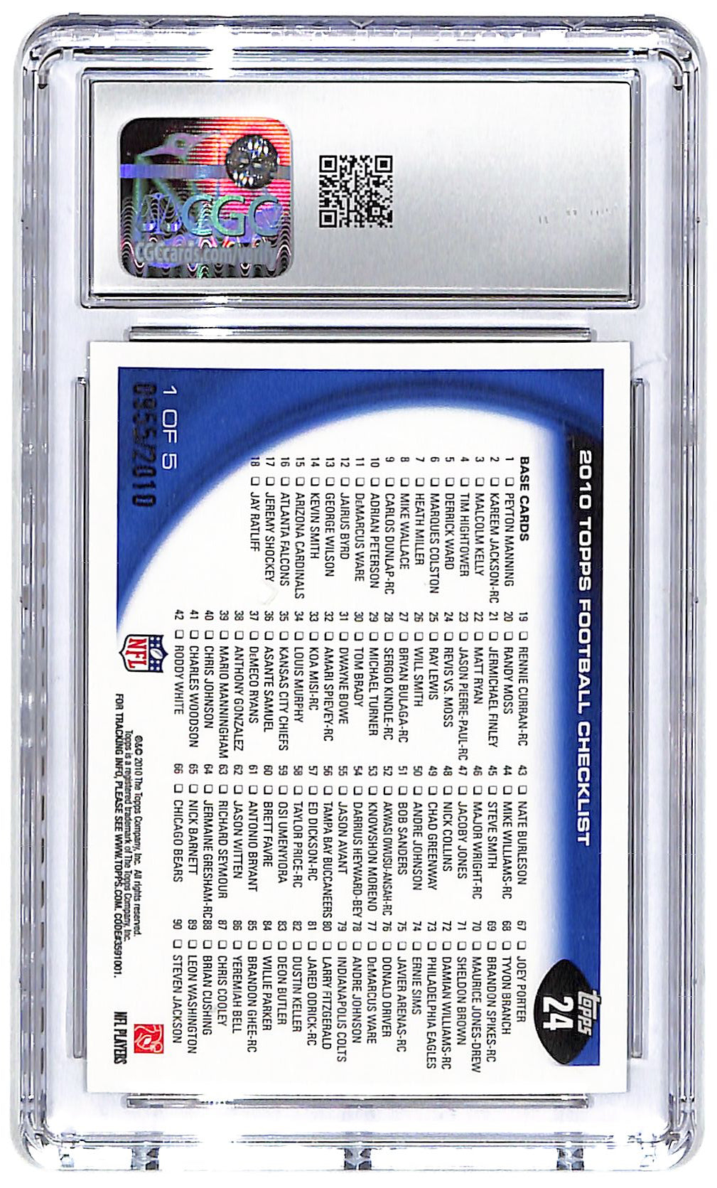 2010 Revis vs. Moss Topps Gold #24 CGC Mint 9
