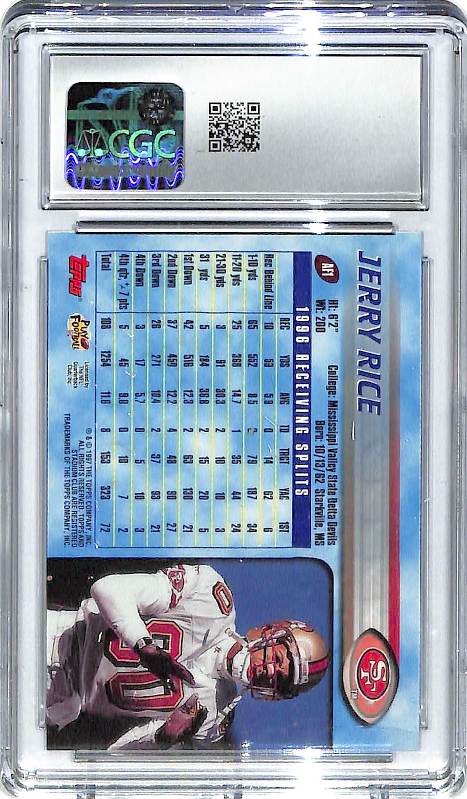 1997 Jerry Rice Stadium Club Air Force #AF1 CGC Mint 9