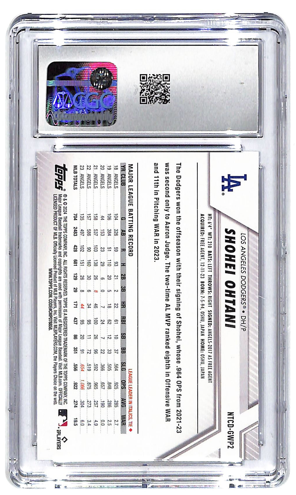 2024 Shohei Ohtani Topps National #NTCD-GWP2 CGC Gem Mint 10