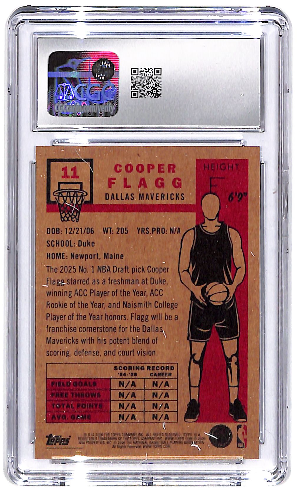 2025-26 Copper Flagg Topps Living Set #11 CGC Gem Mint 10