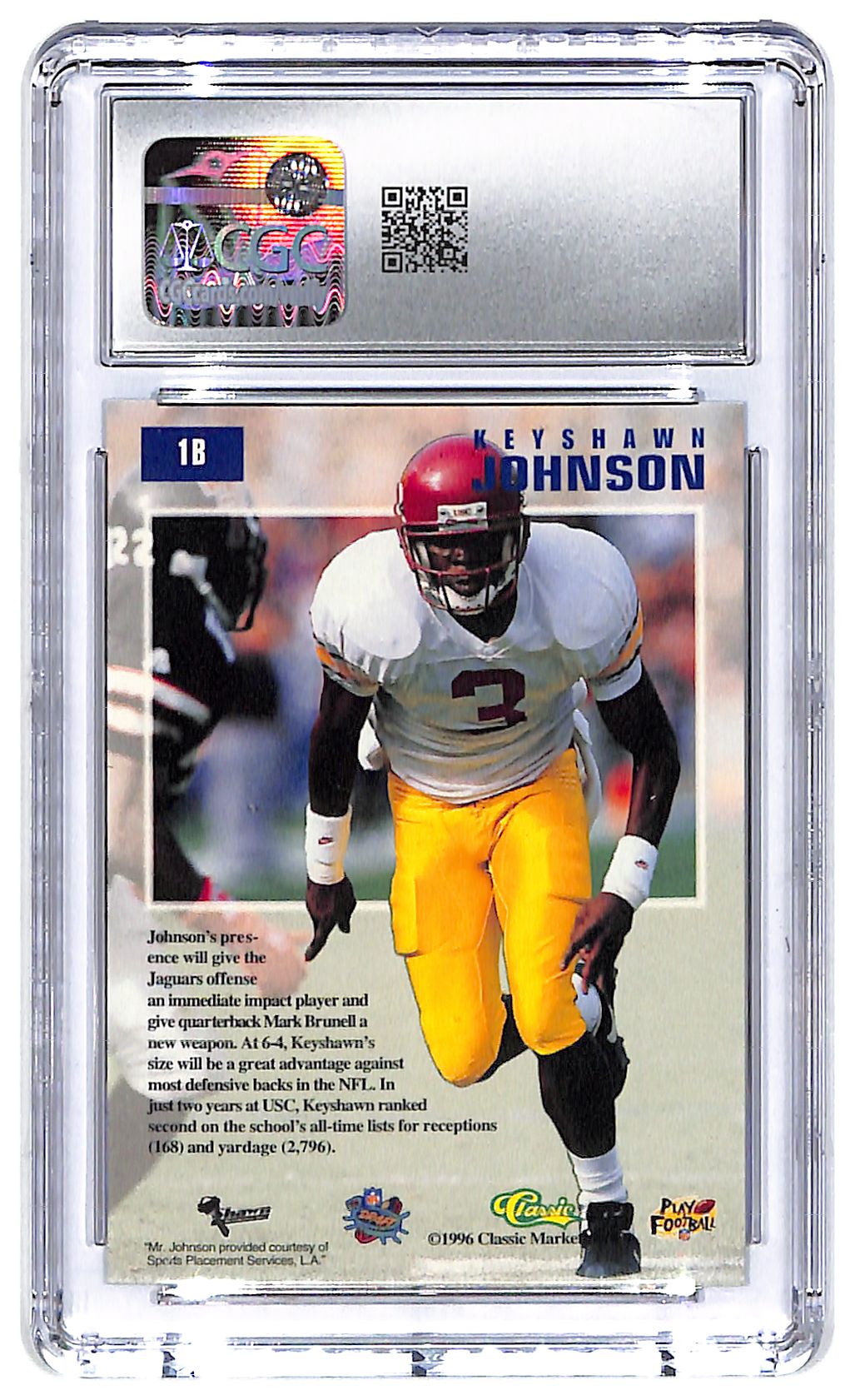 1996 Keyshawn Johnson Classic NFL Draft Day #1B CGC Mint Plus 9.5