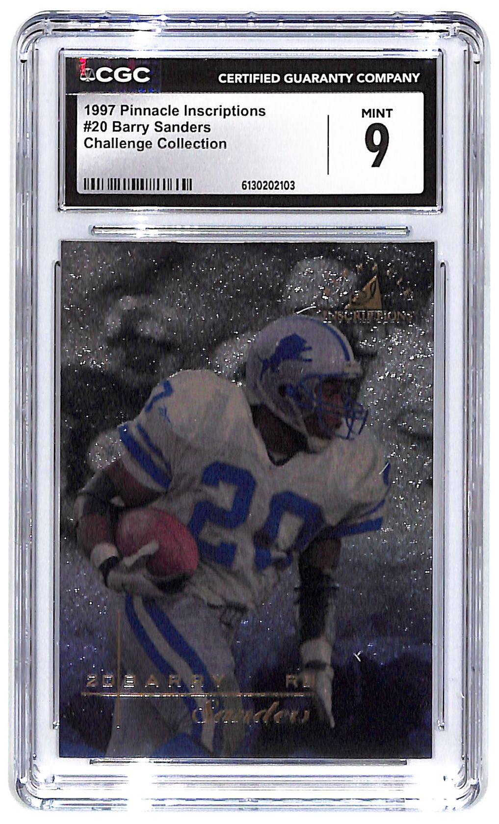 1997 Barry Sanders Pinnacle Inscriptions Challenge Collection #20 CGC Mint 9