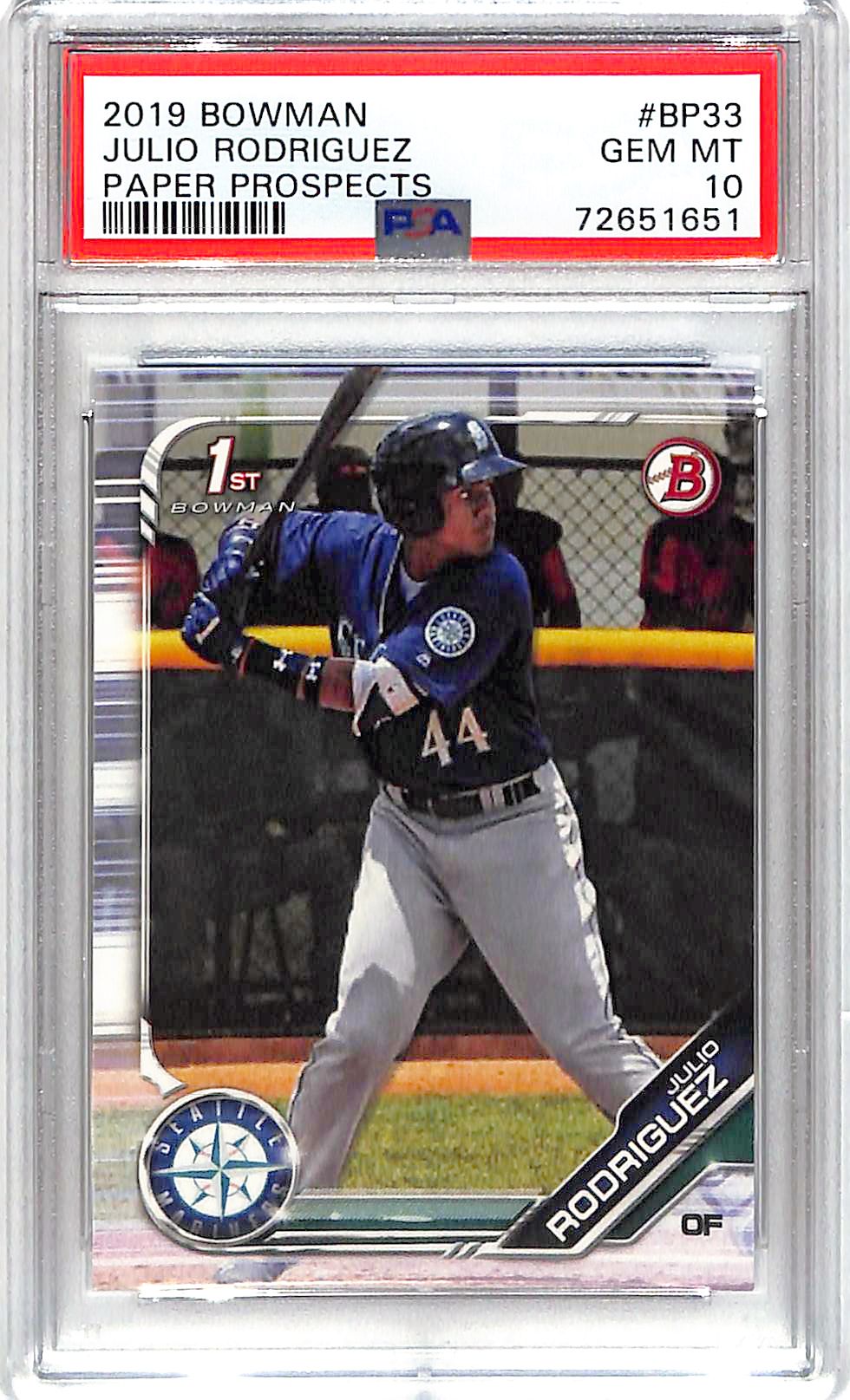 2019 Julio Rodriguez Bowman Paper Prospects BP33 PSA Gem Mint 10