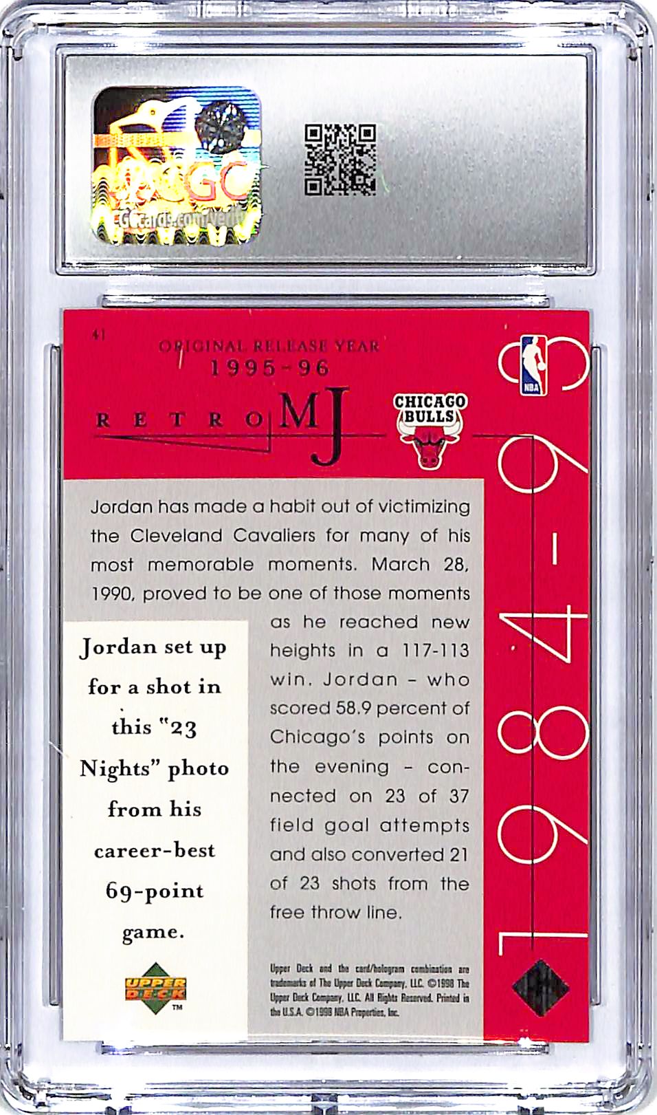 1998 Upper Deck MJ Career Collection Michael Jordan #41 CGC 9.5 Bulls