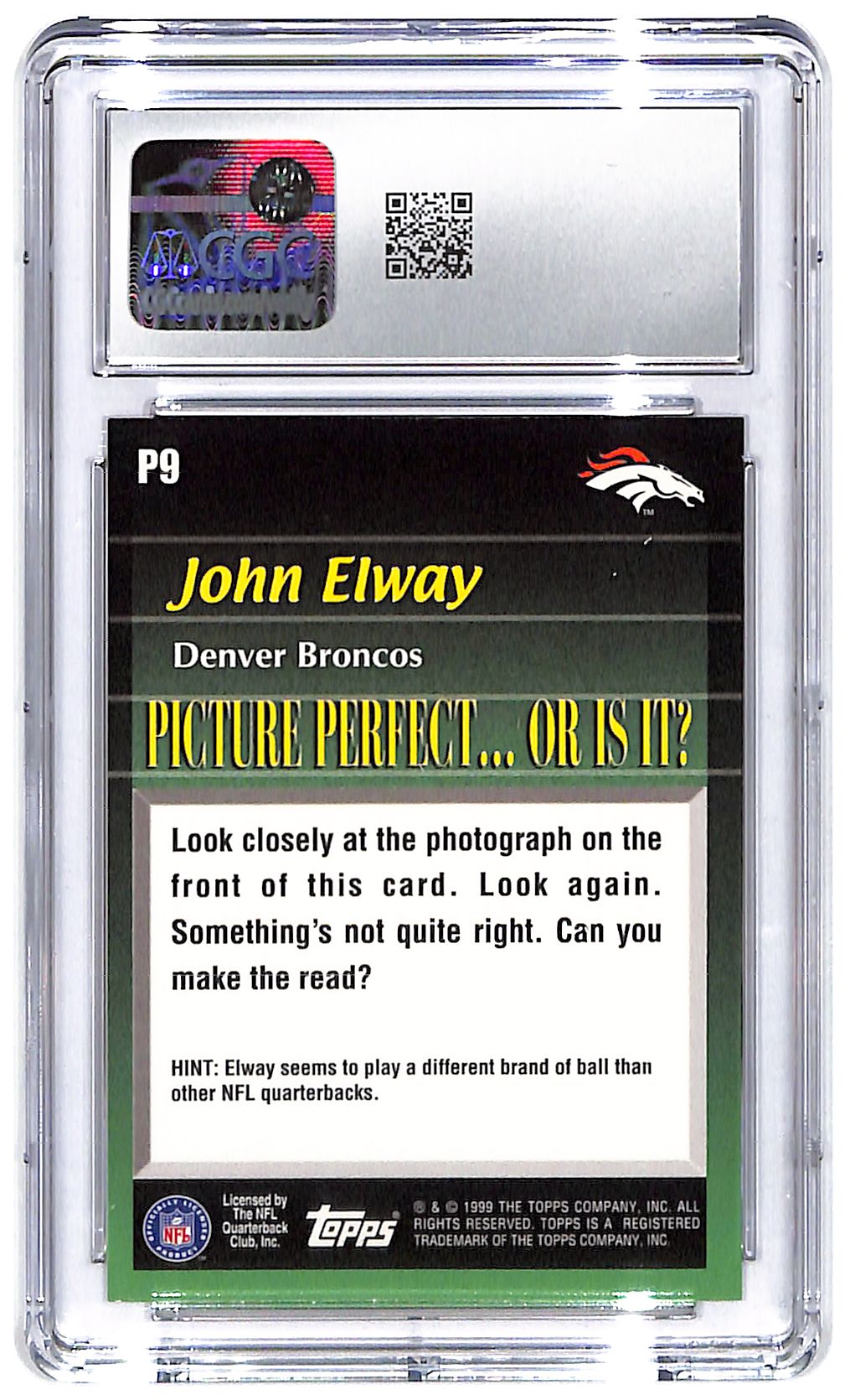 1999 John Elway Topps Picture Perfect #P9 CGC Mint Plus 9.5