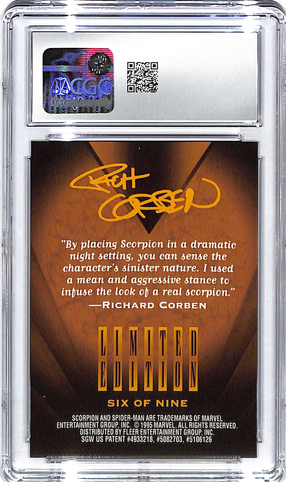 1995 Scorpion Fleer Ultra Spider-Man Golden Web #6 of 9 CGC Gem Mint 10