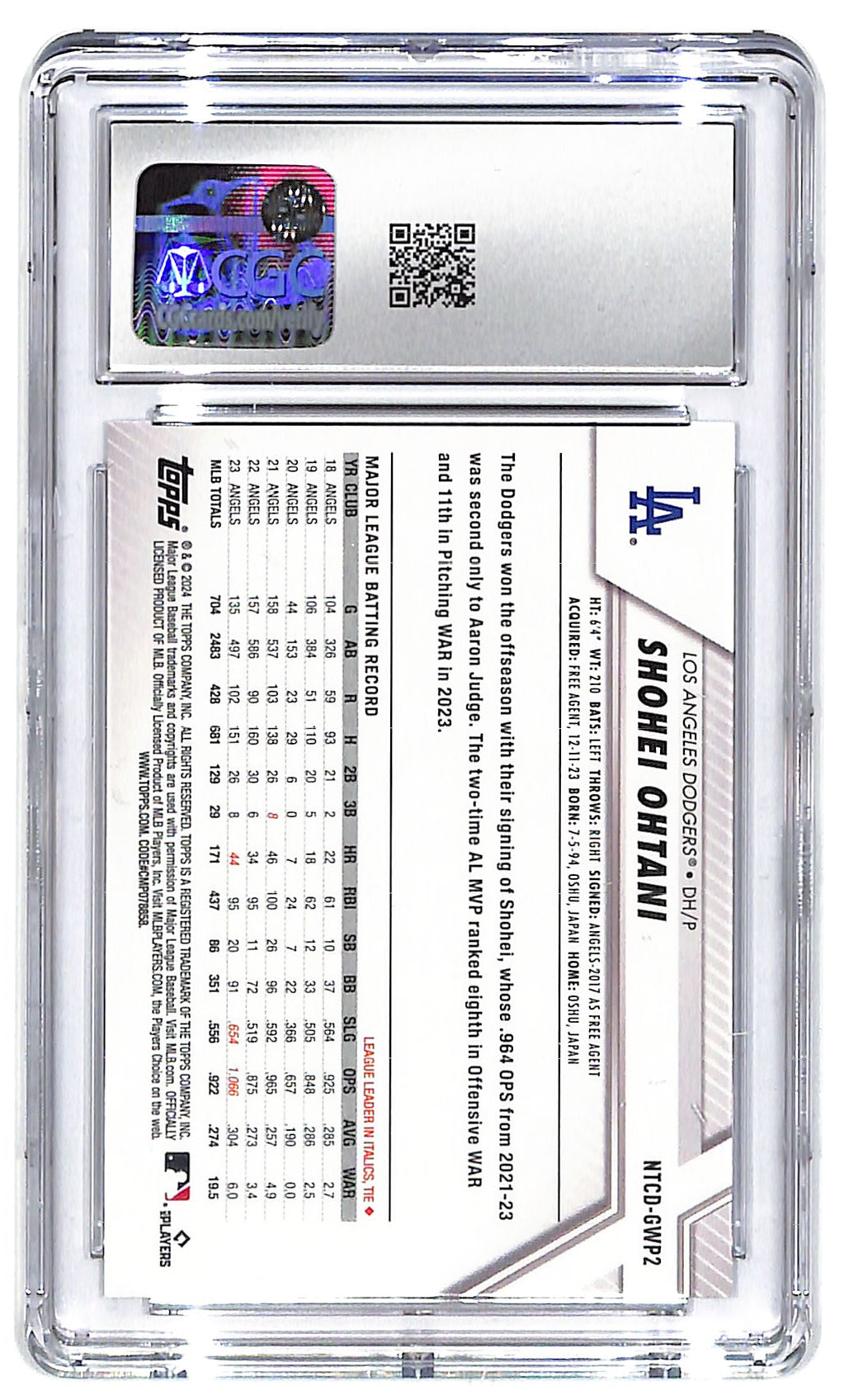 2024 Shohei Ohtani Topps National #NTCD-GWP2 CGC Gem Mint 10