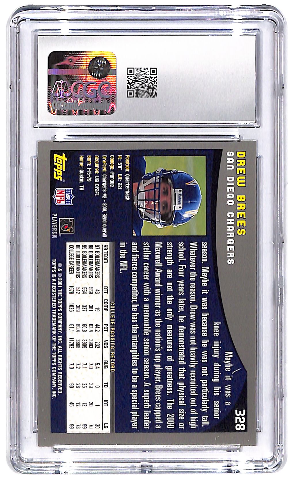 2001 Drew Brees Topps Collection #328 CGC Mint 9