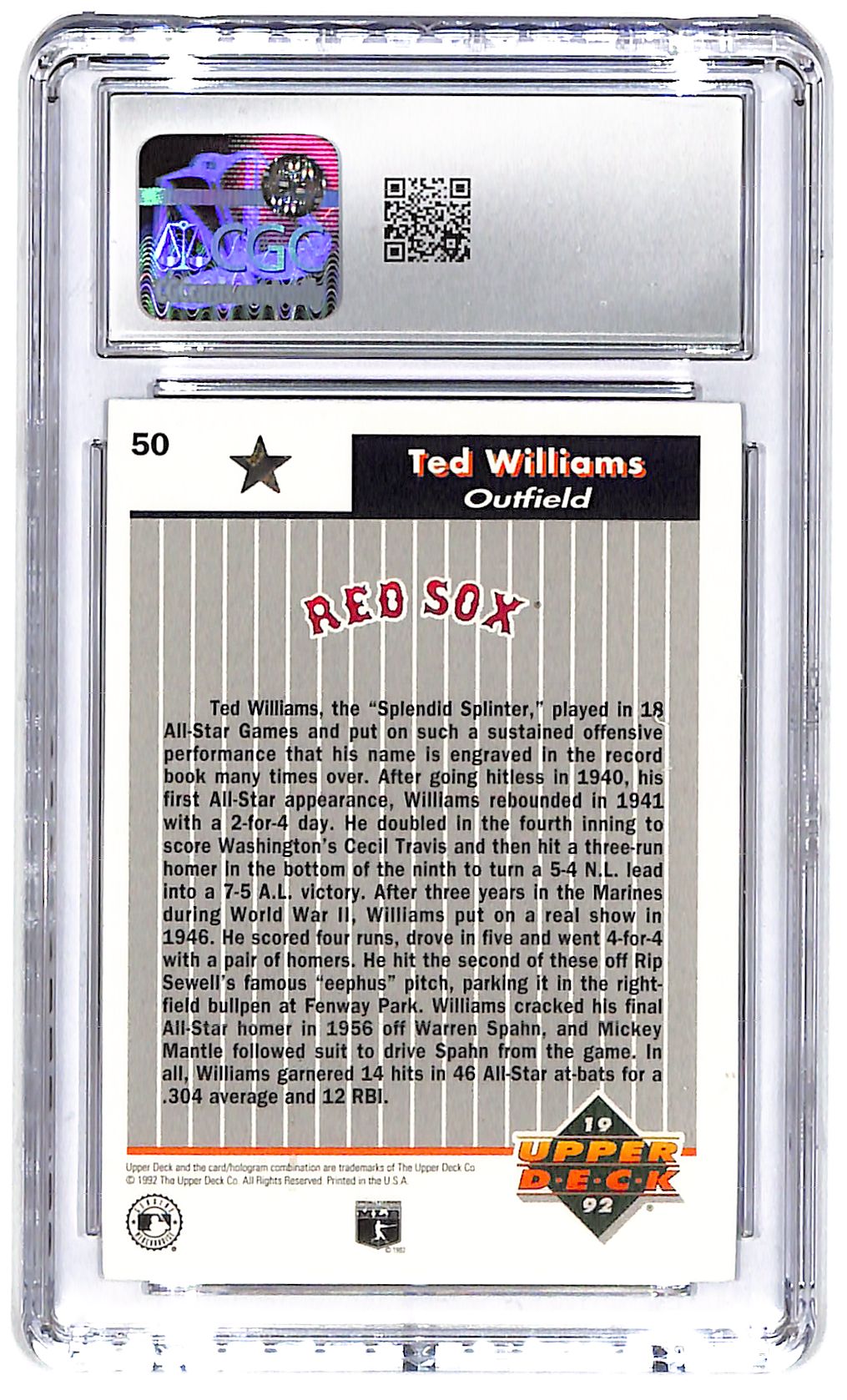 1992 Ted Williams Upper Deck Fan Fest #50 CGC Mint 9