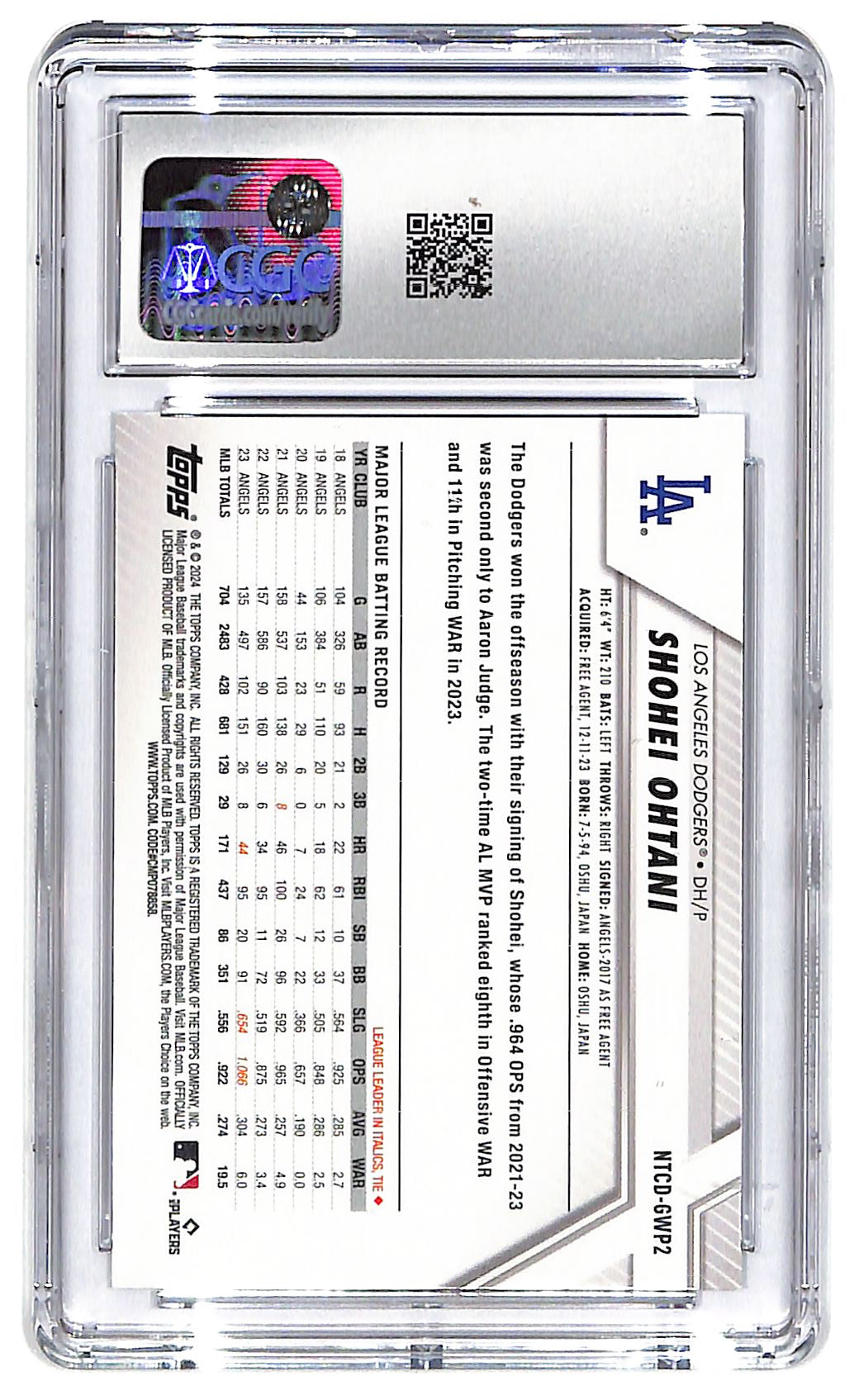 2024 Shohei Ohtani Topps National #NTCD-GWP2 CGC Gem Mint 10