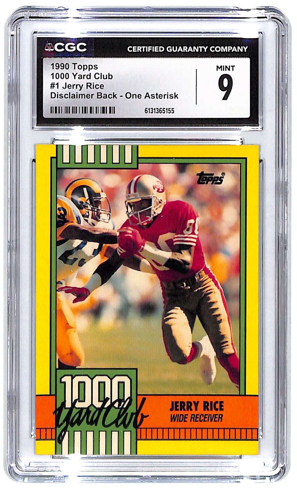 1990 Jerry Rice Topps 1000 Yard Club #1 One Asterisk CGC Mint 9