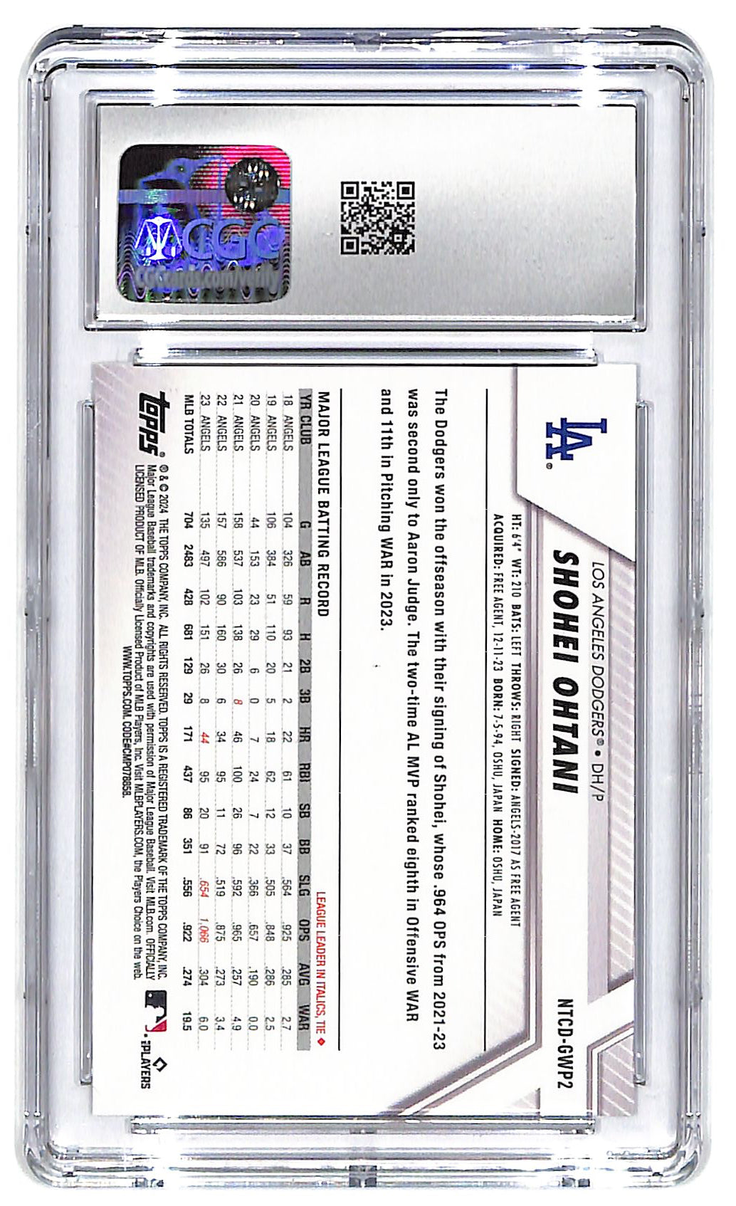 2024 Shohei Ohtani Topps National #NTCD-GWP2 CGC Gem Mint 10