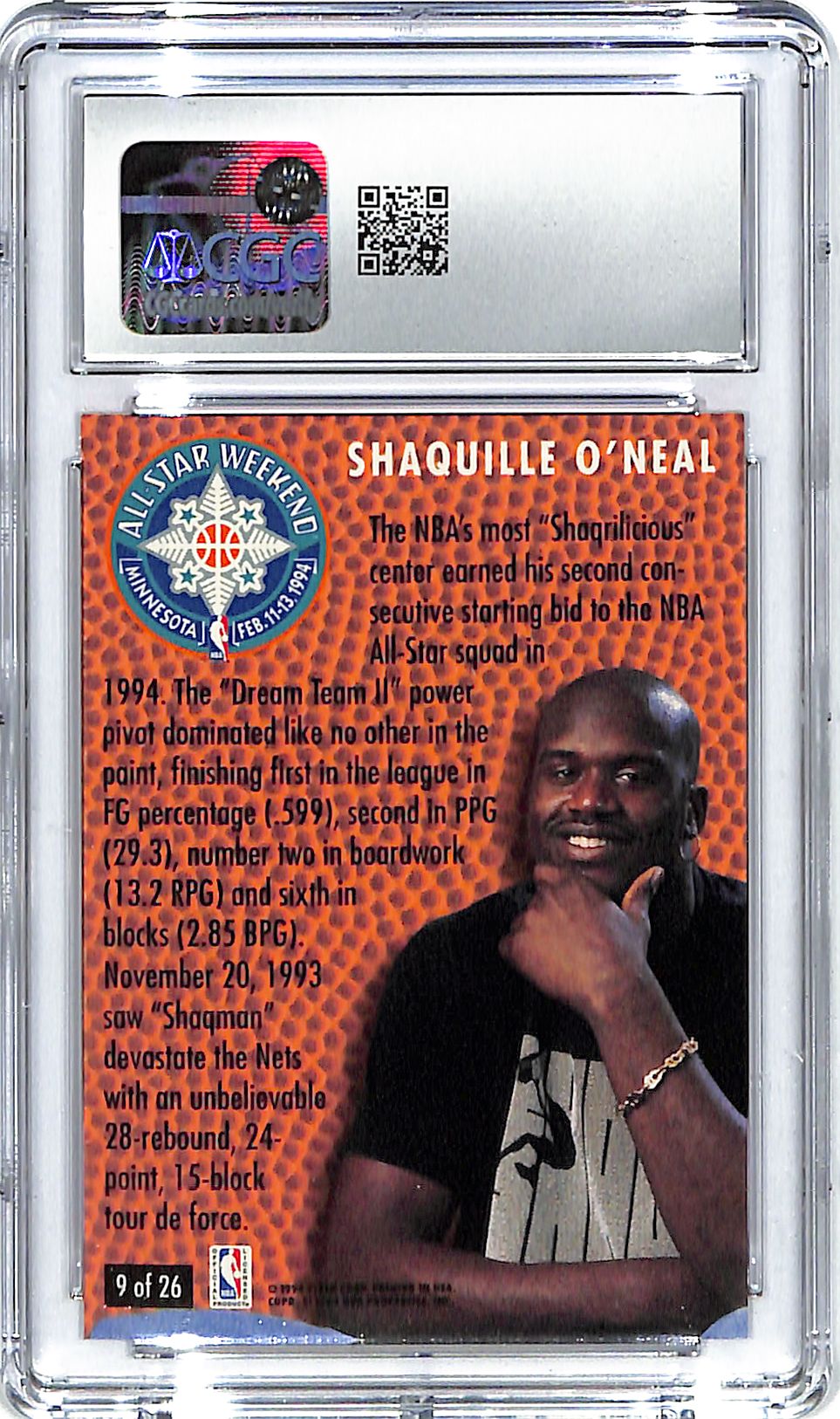 1994-95 Shaquille O'Neal Fleer All-Stars #9 CGC Gem Mint 10