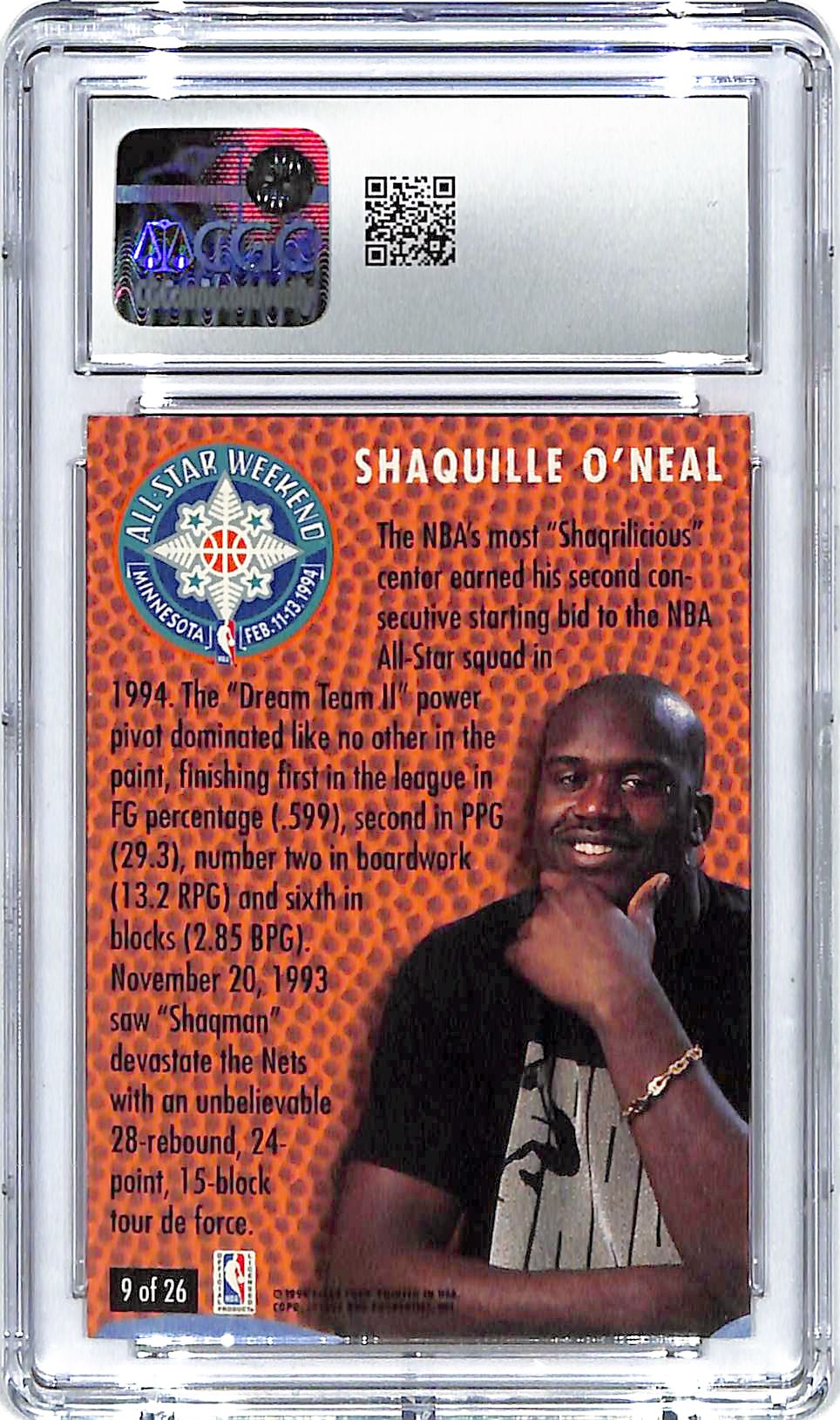 1994-95 Shaquille O'Neal Fleer All-Stars #9 CGC Gem Mint 10
